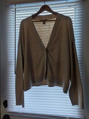 H&m Soft V-Neck Women's Cardigan Sweater - Taupe